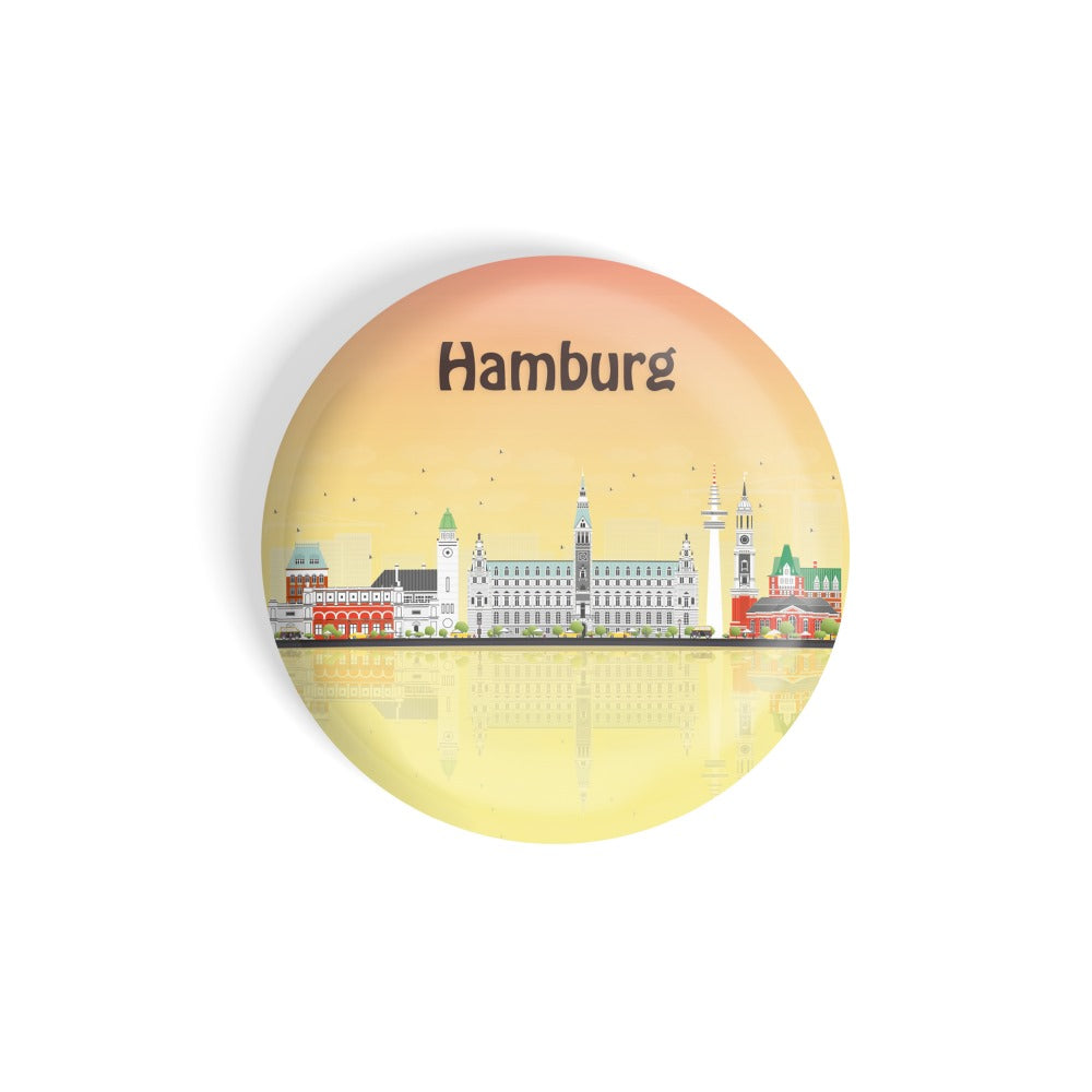 dhcrafts Round Fridge Magnet Multicolour Places Hamburg City In Germany Glossy Finish Design Pack of 1 (58 mm)